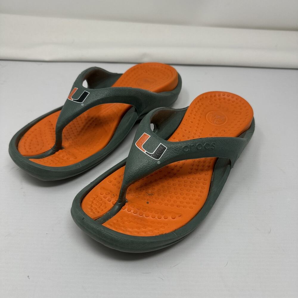 Crocs Sandal Univ of Miami Hurricanes Green Orange U Logo Women’s 6 Men’s 4